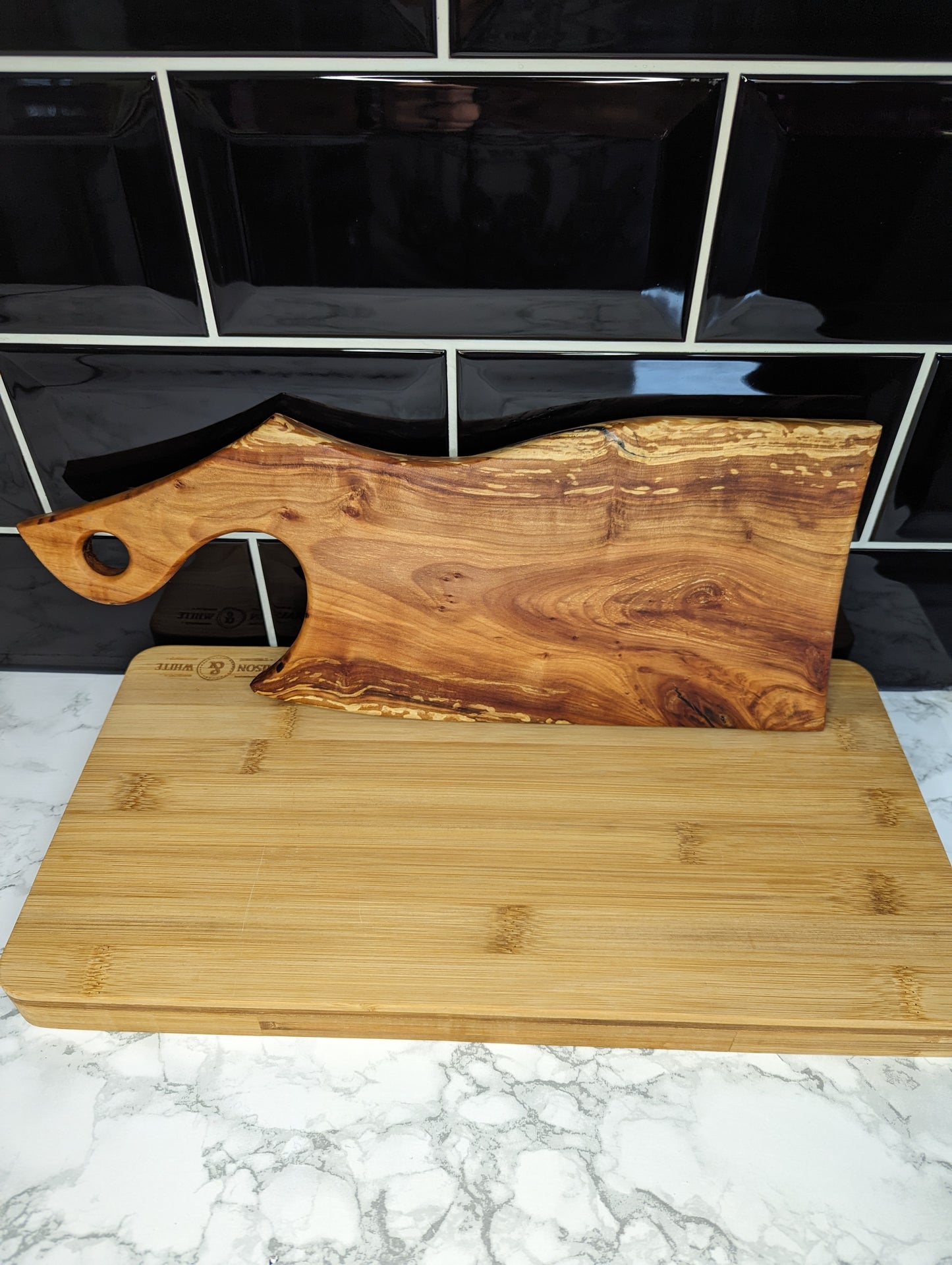 Apple cleaver shaped serving board