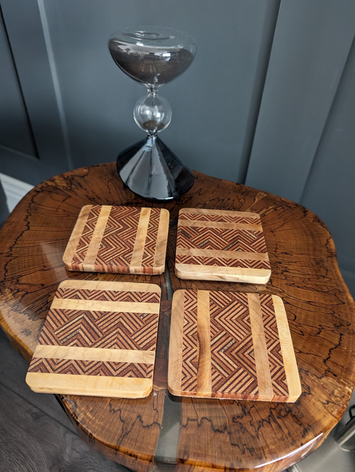 Spalted beech and ply chevron coasters