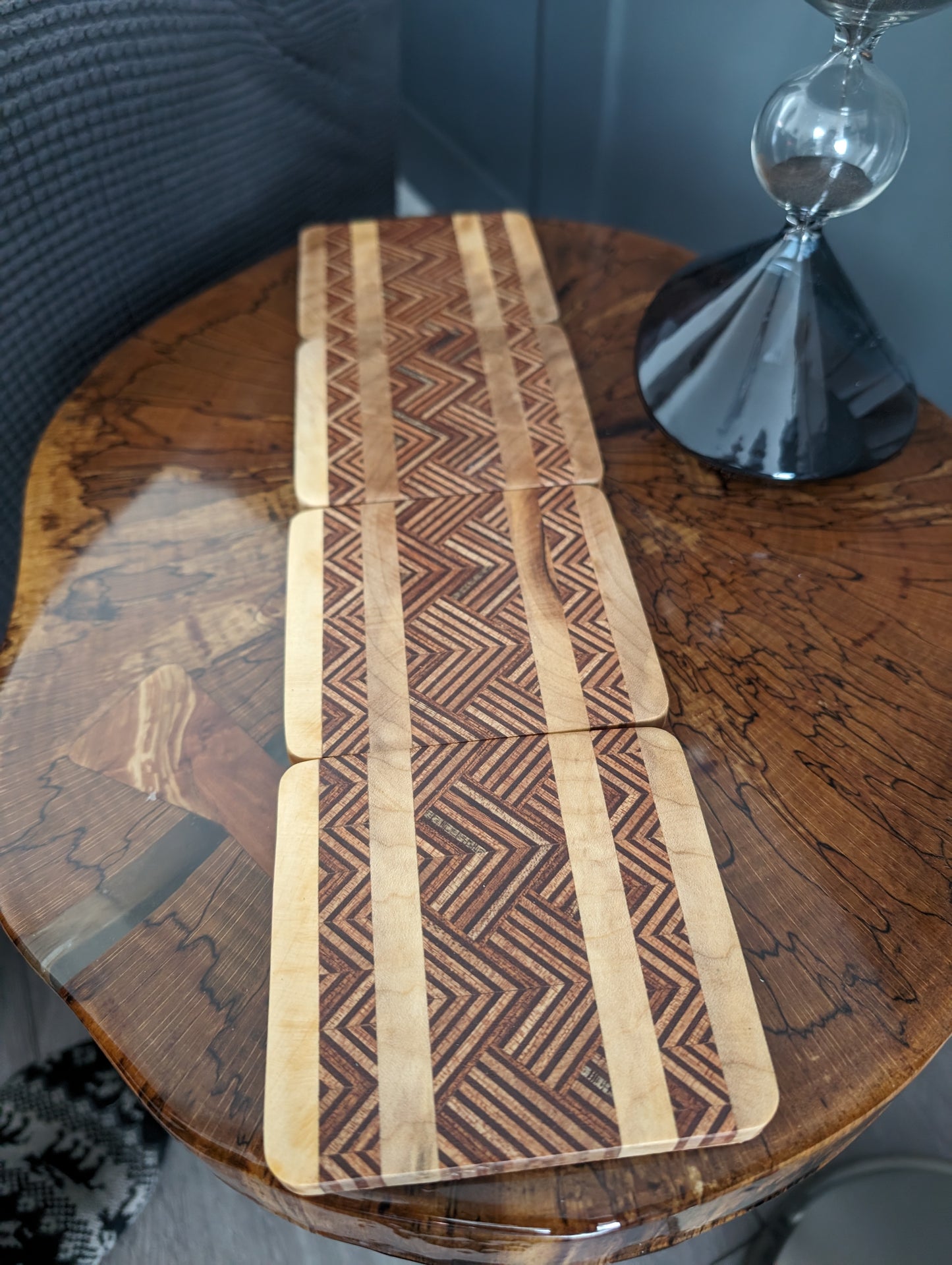 Spalted beech and ply chevron coasters