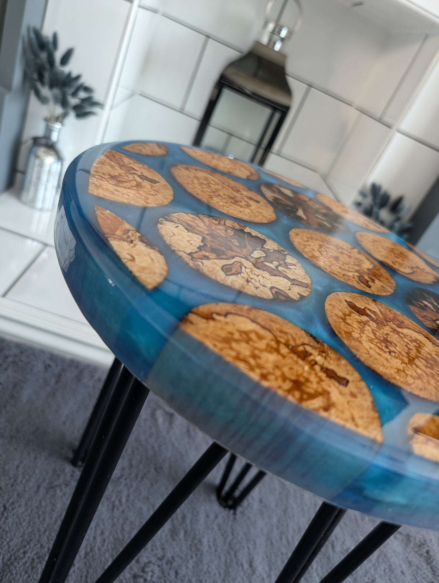 Unique Handcrafted Epoxy Resin Side Table